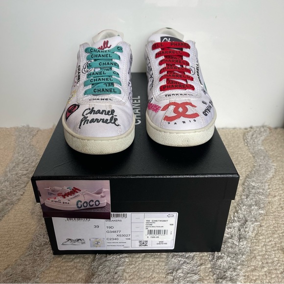 Chanel x Pharrell Williams Collab Canvas & Leather Sneakers Size 39 - Picture 11 of 13